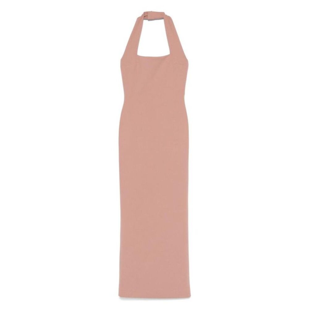 SOLACE LONDON Halter Neck Maxi Dress Women Beige Dresses